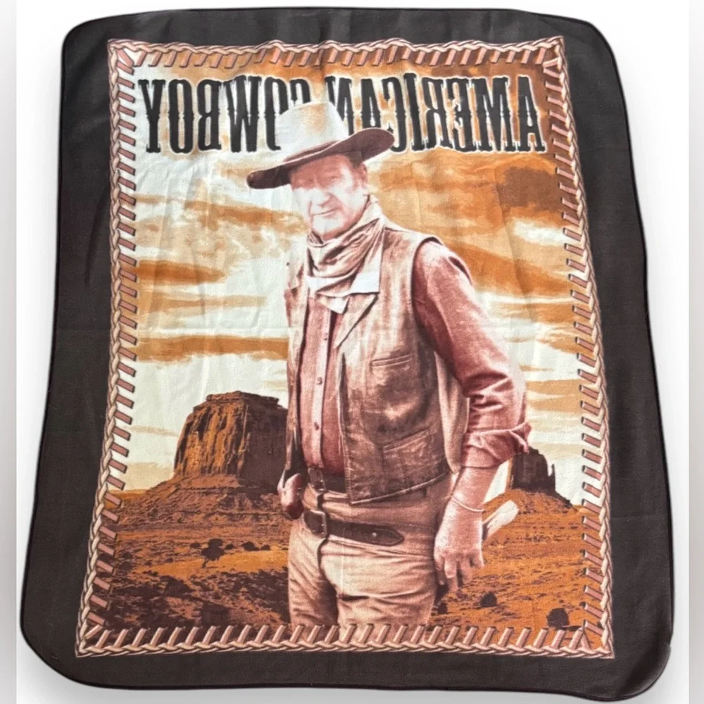 John Wayne American Cowboy Fleece Throw Lap Blanket Wayne Enterprises Western